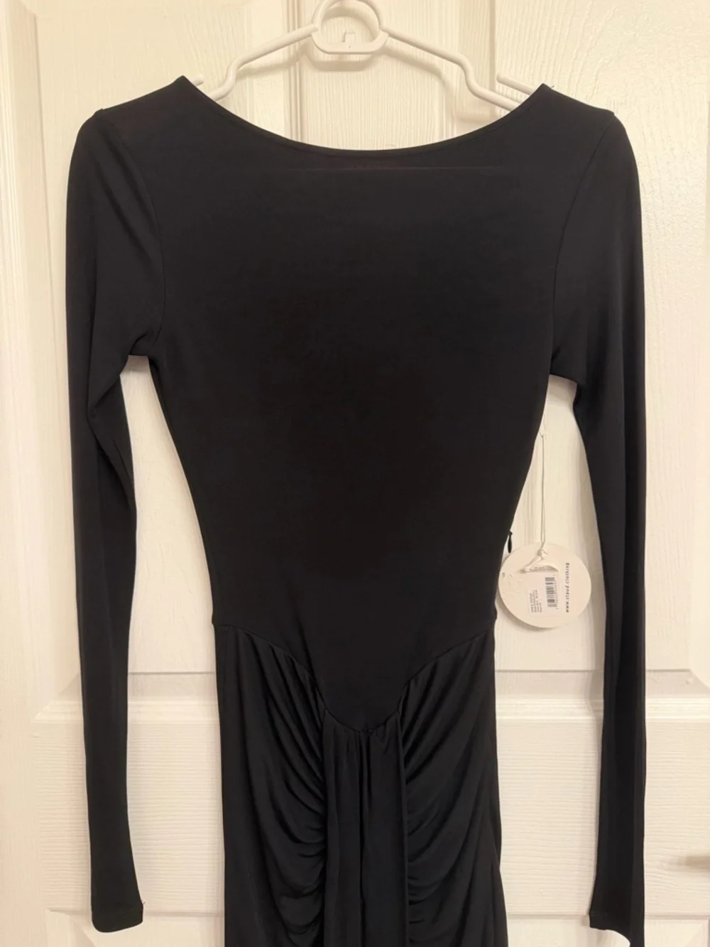 STAUD Black Long-Sleeve Ruched Midi Dress - Picture 4 of 8